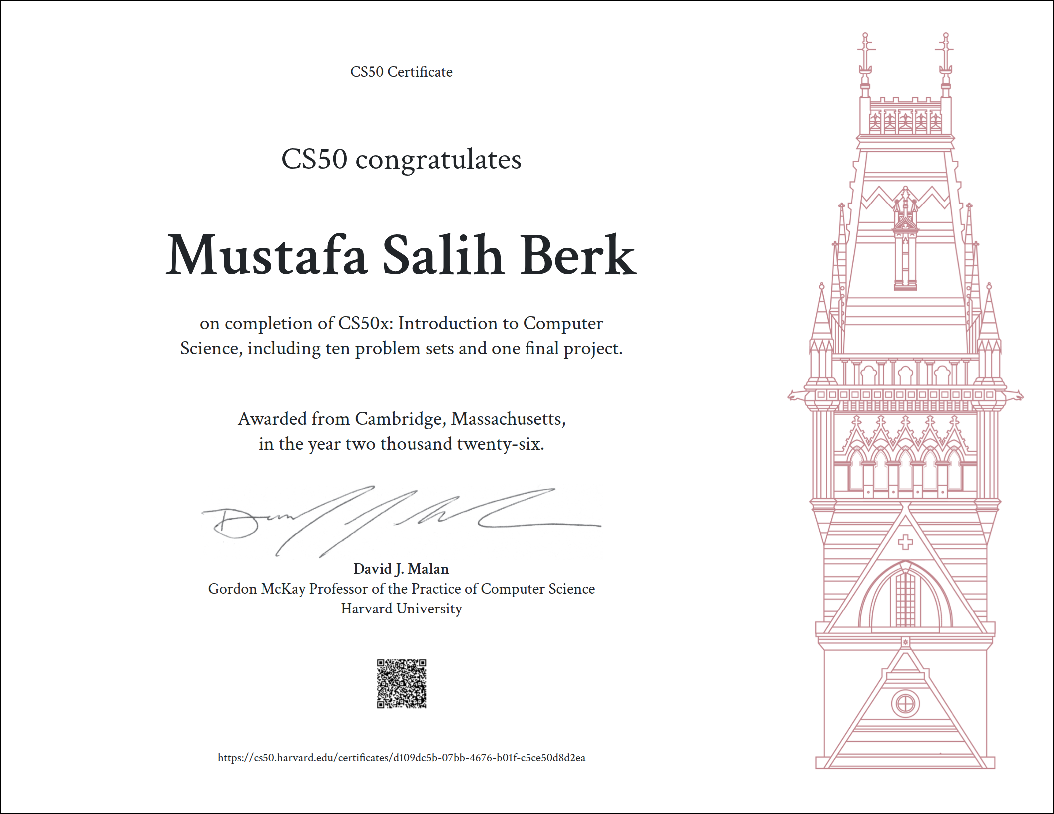 CS50x Certificate Preview